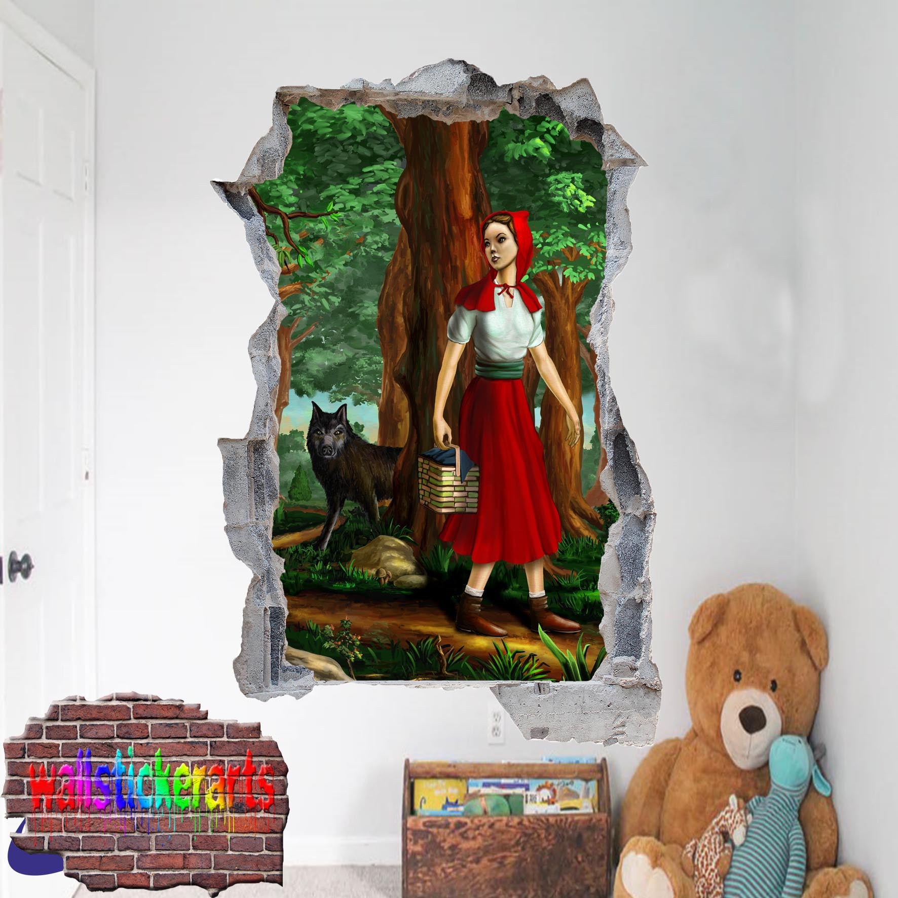 RED HOOD RIDING WALL STICKER MURAL DECAL POSTER