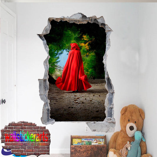 RED HOOD RIDING WALL STICKER MURAL DECAL POSTER