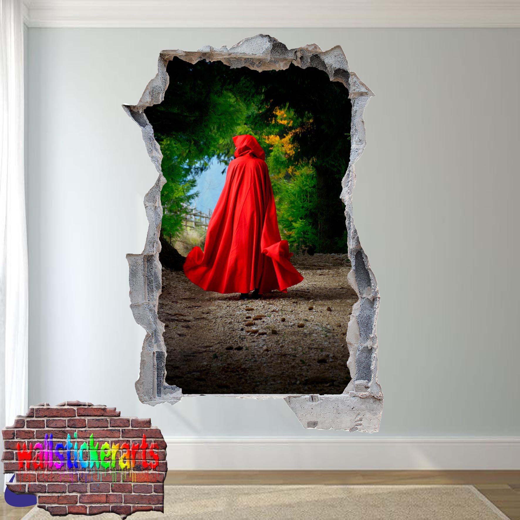 RED HOOD RIDING WALL STICKER MURAL DECAL POSTER