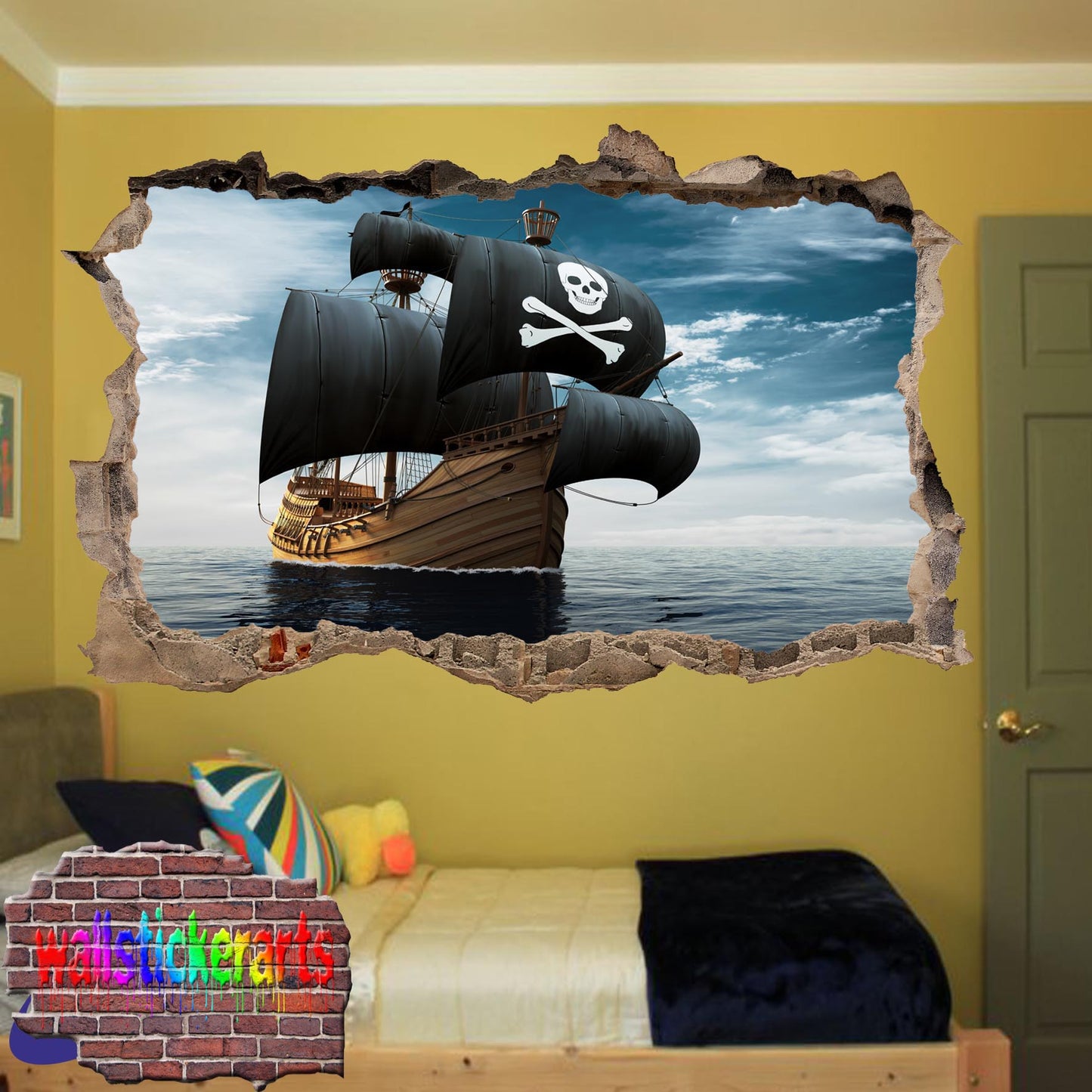 Pirate Ship Black Beard 3d Art Wall Sticker Room Office Nursery Decor Decal Mural VJ3