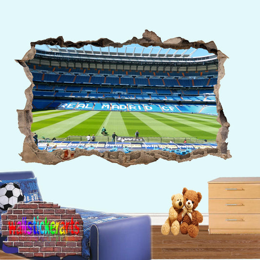 Real Madrid Football Stadium Bernabeu 3d Smashed Wall Sticker Room Decor Decal Mural XE1