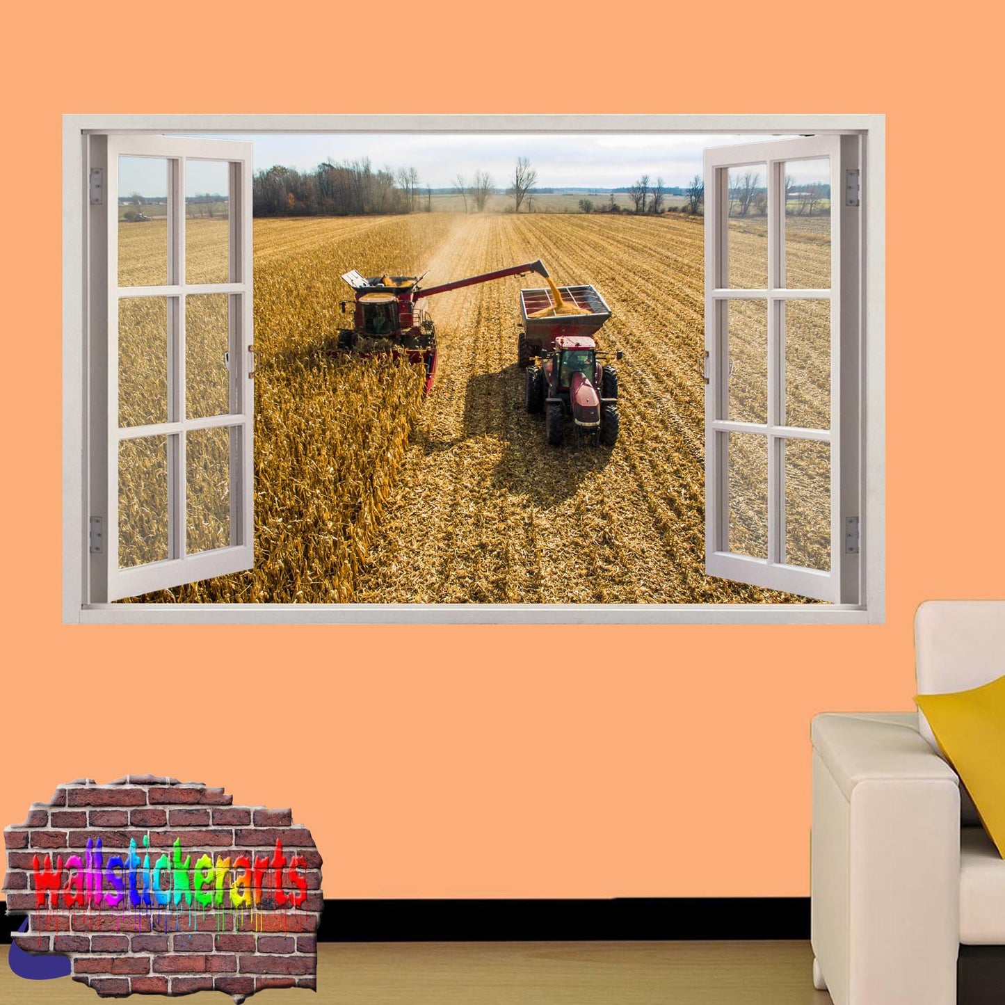 TRACTOR AND COMBINE HARVESTER AGRICULTURAL FARMING TOOLS POSTER WALL STICKER