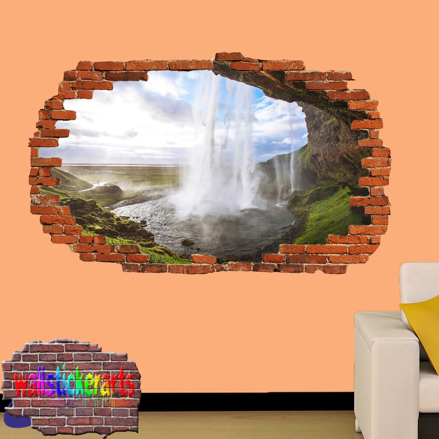 Beautiful Spring Waterfall 3d Art Wall Sticker Mural Room Office Shop Decoration Decal YD4
