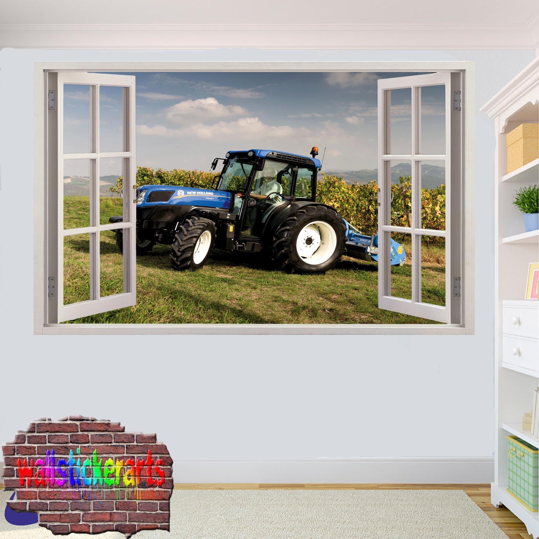 NEW HOLLAND TRACTOR PLOW AGRICULTURAL FARMING TOOLS WALL STICKER POSTER
