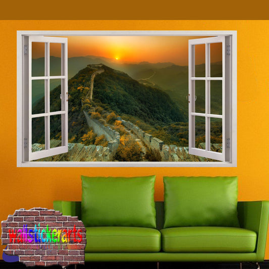 Great Wall China 3d Art Window Effect Wall Sticker Room Office Nursery Shop Decoration Decal Mural YL5
