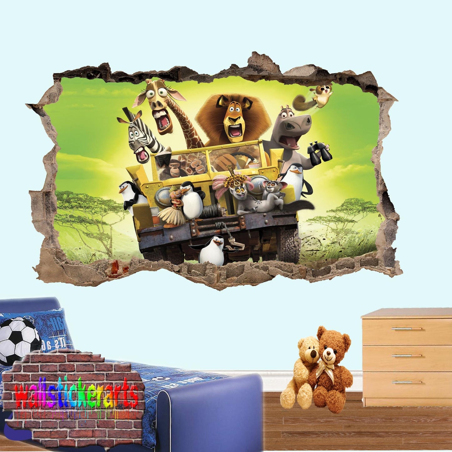 MADAGASCAR CARTOON CHARACTERS WALL STICKER MURAL DECAL POSTER