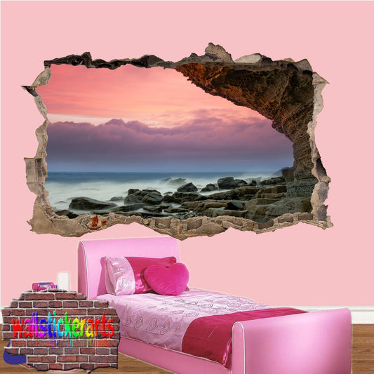 Seaside Cave Mystic Sea 3d Art Wall Sticker Mural Room Office Shop Decor Decal YN0