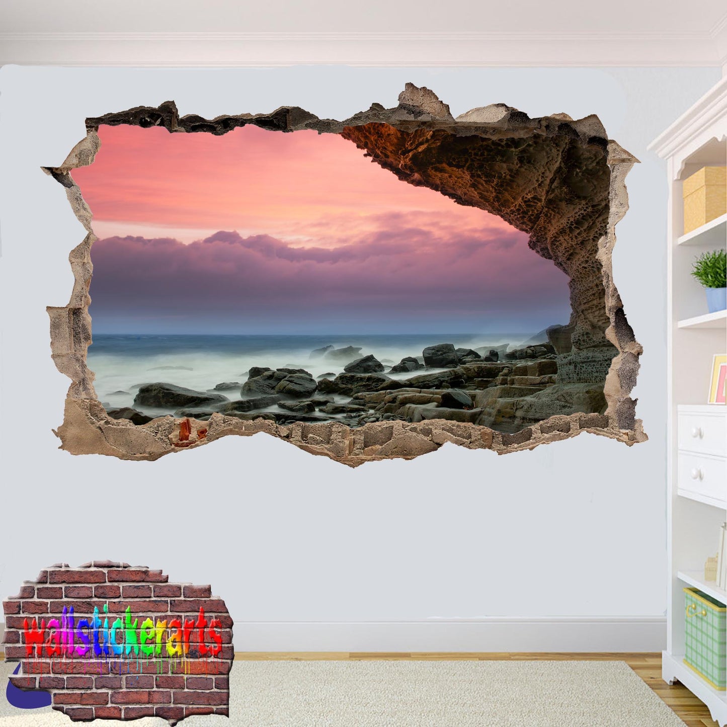 Seaside Cave Mystic Sea 3d Art Wall Sticker Mural Room Office Shop Decor Decal YN0