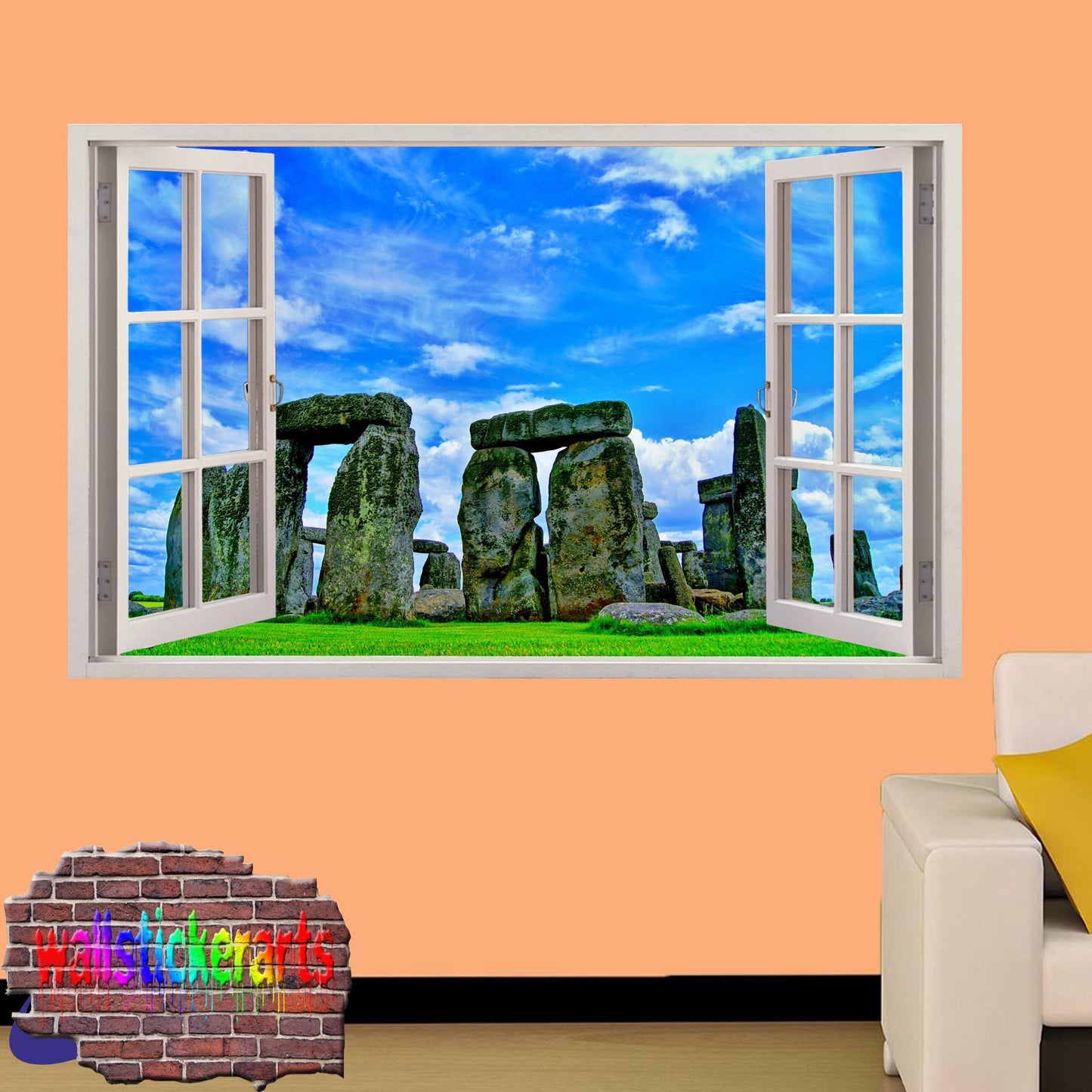 Stonehenge England 3d Art Window Effect Wall Sticker Room Office Nursery Shop Decoration Decal Mural YN8
