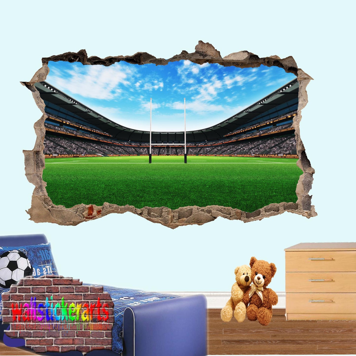 Rugby Stadium Sports 3d Art Wall Sticker Room Office Nursery Shop Decor Decal Mural YR7