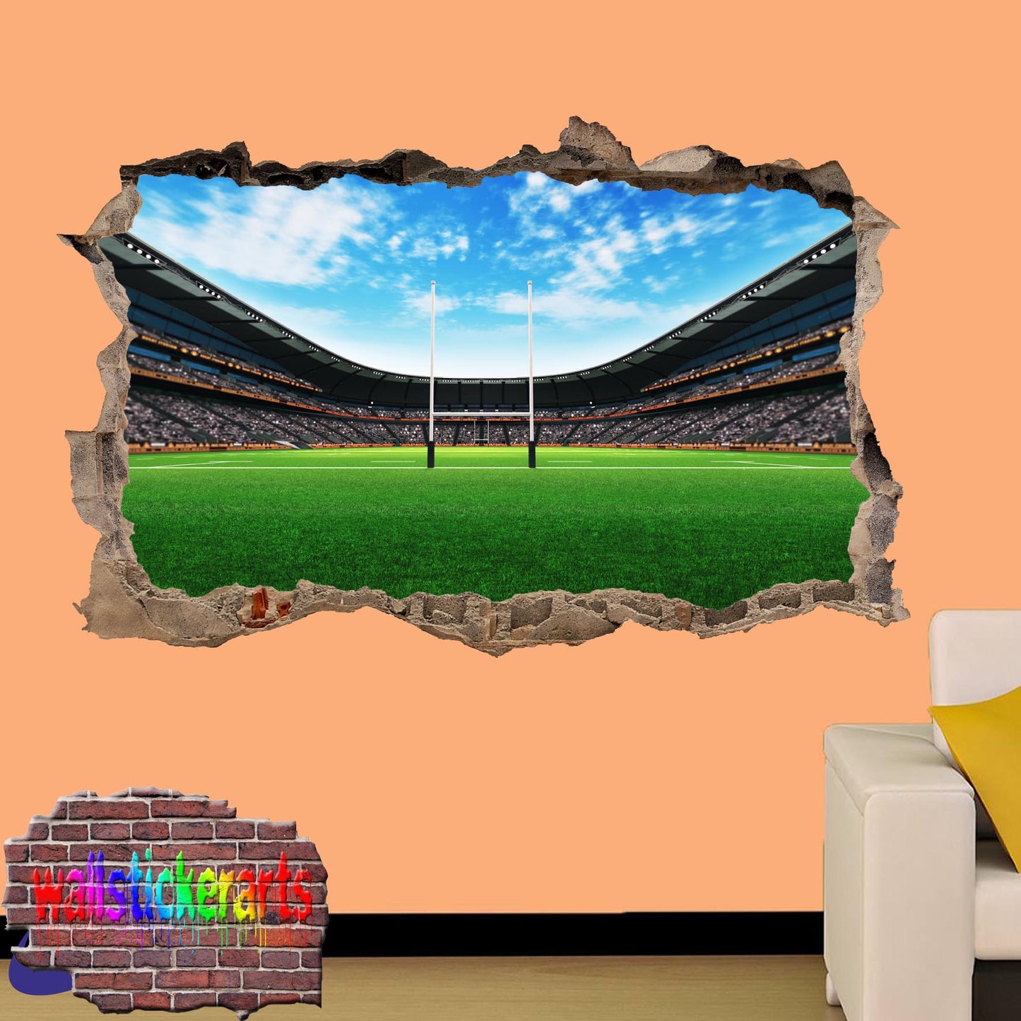 Rugby Stadium Sports 3d Art Wall Sticker Room Office Nursery Shop Decor Decal Mural YR7