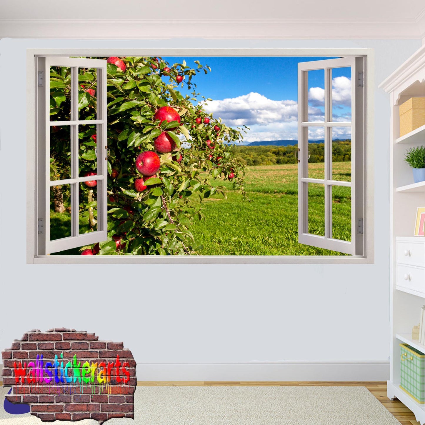 Apple Garden Farm Country Side 3d Art Wall Sticker Mural Room Office Shop Decoration Decal YS1