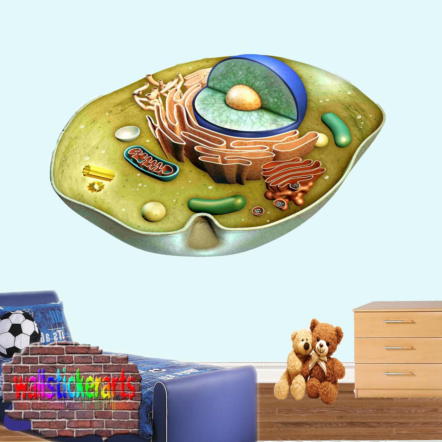 Biology Cell Structure Education 3d Art Smashed Effect Wall Sticker Room Office Nursery Shop Decoration Decal Mural YT1