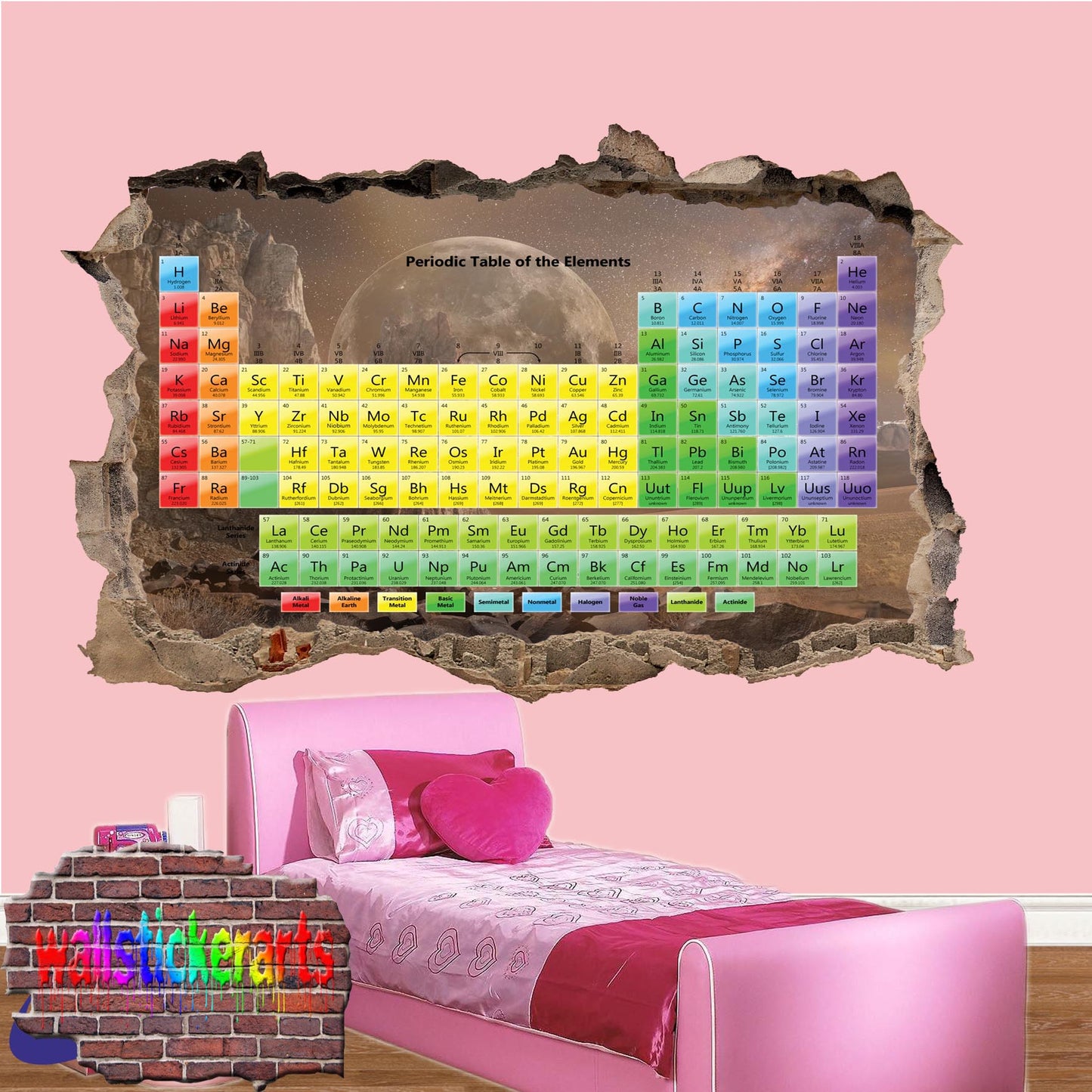 Chemistry Periodic Table of Elements 3d Art Smashed Effect Wall Sticker Room Office Nursery Shop Decoration Decal Mural YT2