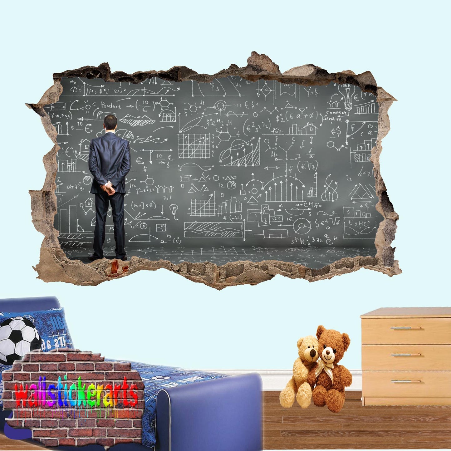Chemistry Chemical Formula Education 3d Art Smashed Effect Wall Sticker Room Office Nursery Shop Decoration Decal Mural YT3