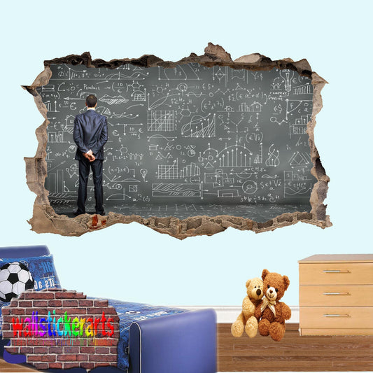 Chemistry Chemical Formula Education 3d Art Smashed Effect Wall Sticker Room Office Nursery Shop Decoration Decal Mural YT3