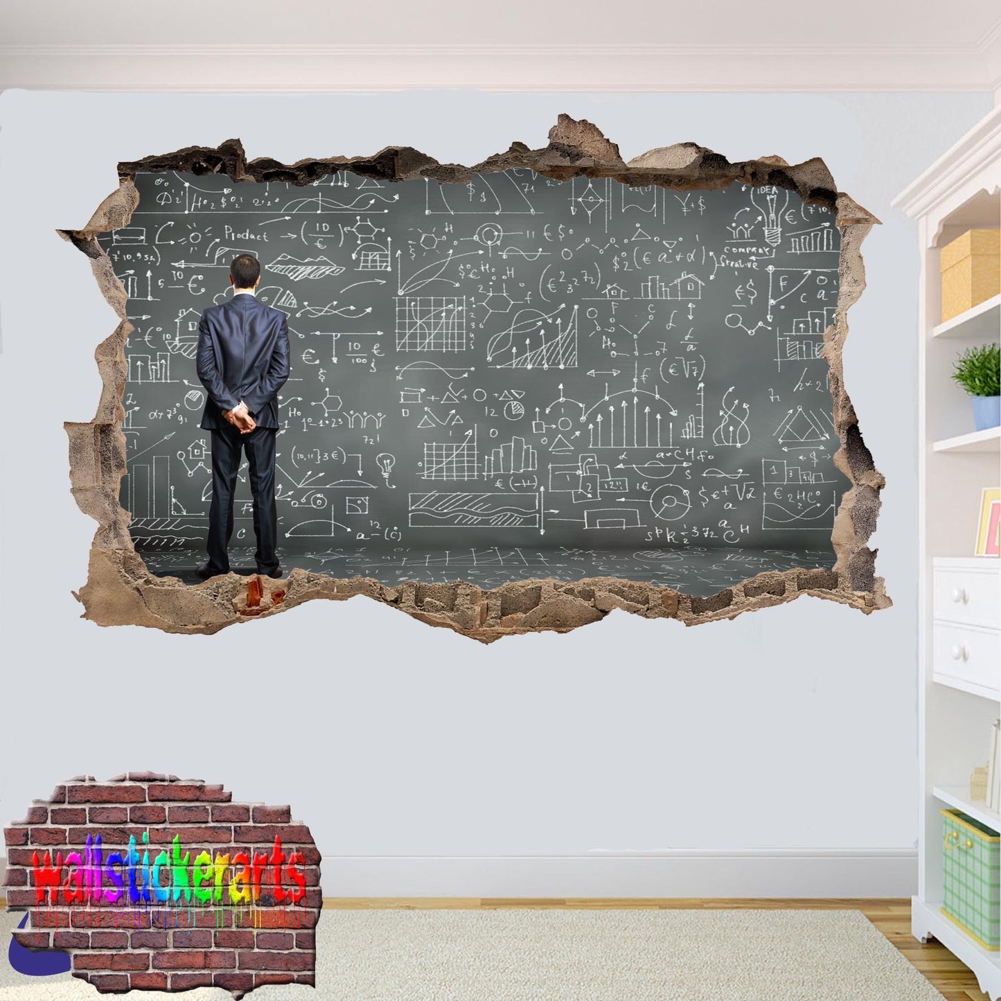 Chemistry Chemical Formula Education 3d Art Smashed Effect Wall Sticker Room Office Nursery Shop Decoration Decal Mural YT3