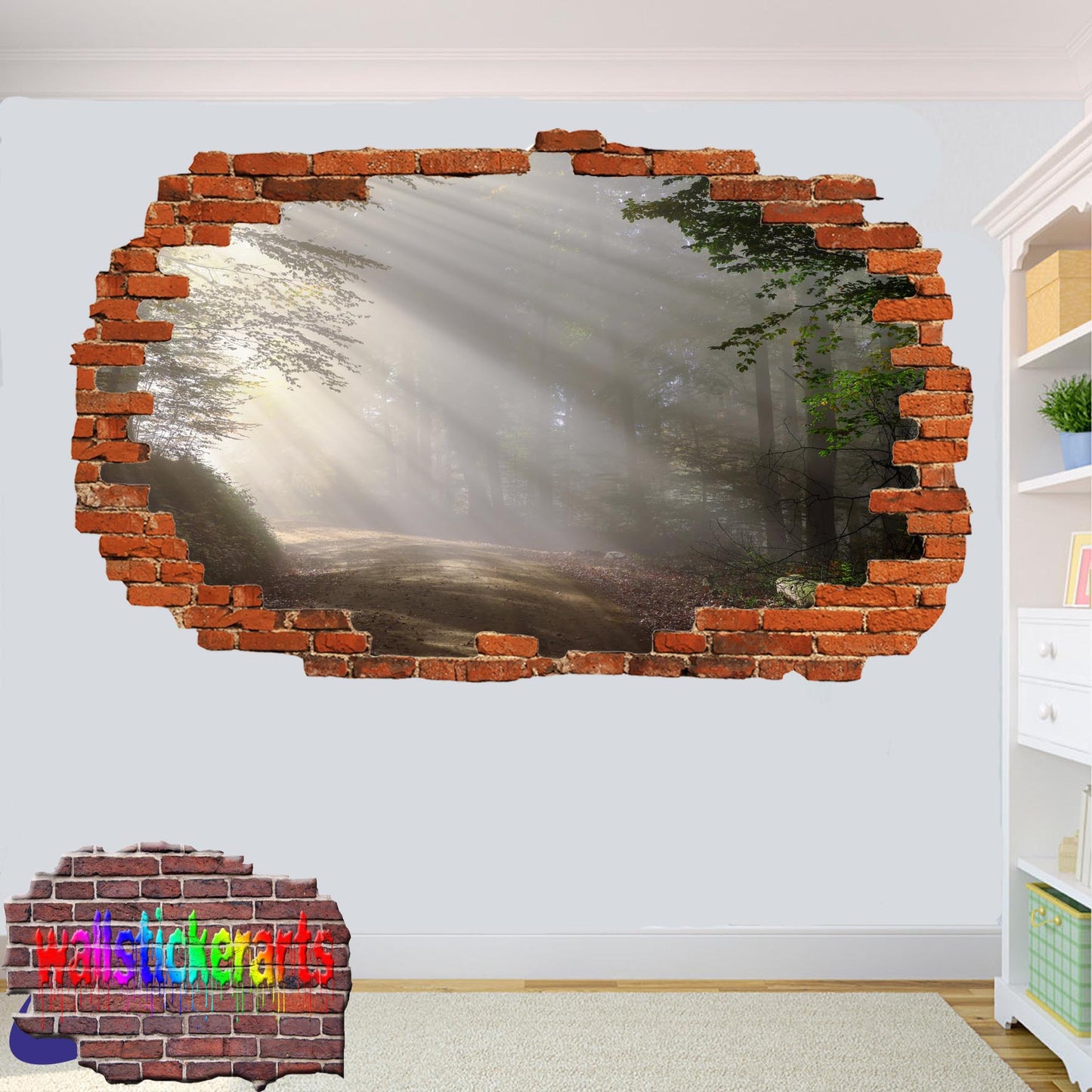Mist Sunshine Green Forest 3d Art Wall Sticker Mural Room Office Shop Home Decor Decal YT5
