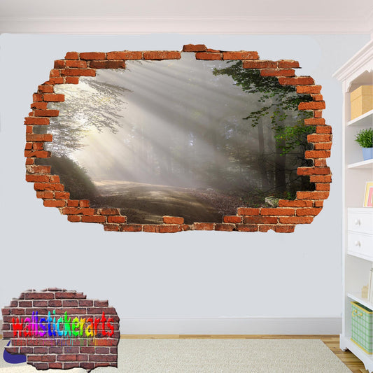 Mist Sunshine Green Forest 3d Art Wall Sticker Mural Room Office Shop Home Decor Decal YT5