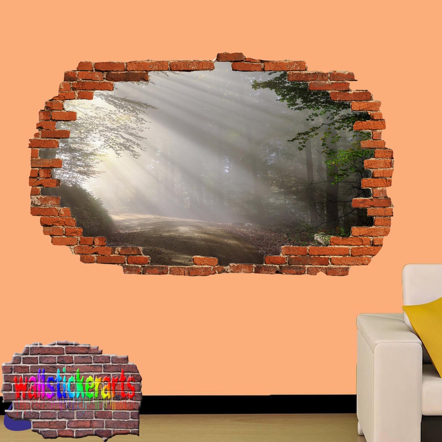 Mist Sunshine Green Forest 3d Art Wall Sticker Mural Room Office Shop Home Decor Decal YT5