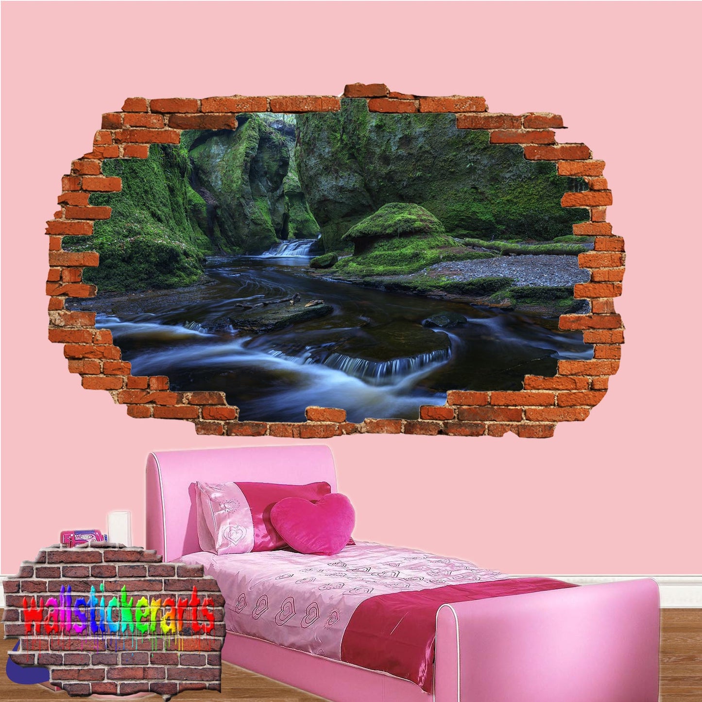 Stream Waterfall Nature 3d Art Wall Sticker Mural Room Office Shop Home Decor Decal YT6
