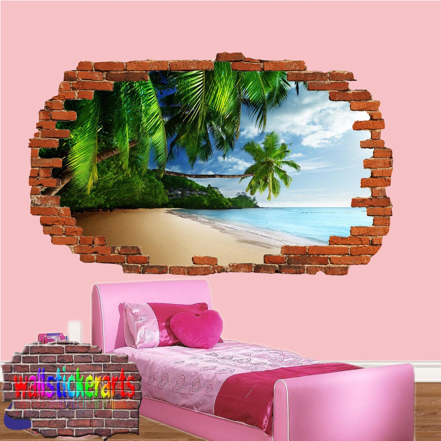 Tropical Beach Sea Palm 3d Art Wall Sticker Mural Room Office Shop Home Decor Decal YU3