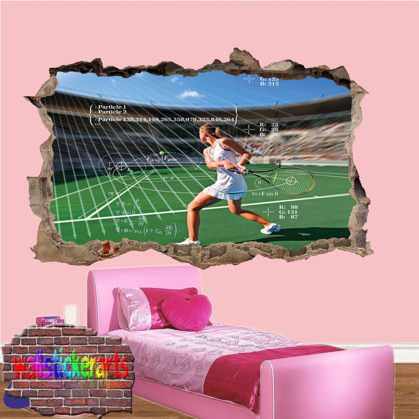 Mathematics Physics Education 3d Art Smashed Effect Wall Sticker Room Office Nursery Shop Decor Decal Mural YU7