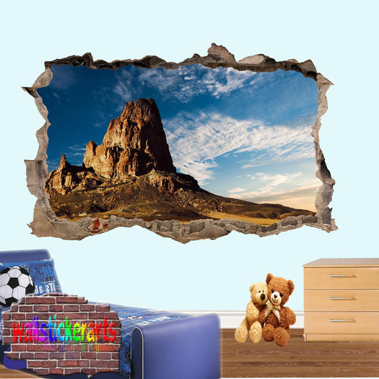 Nevada Desert Rock Mountain 3d Art Smashed Effect Wall Sticker Room Office Nursery Shop Decoration Decal Mural ZD5