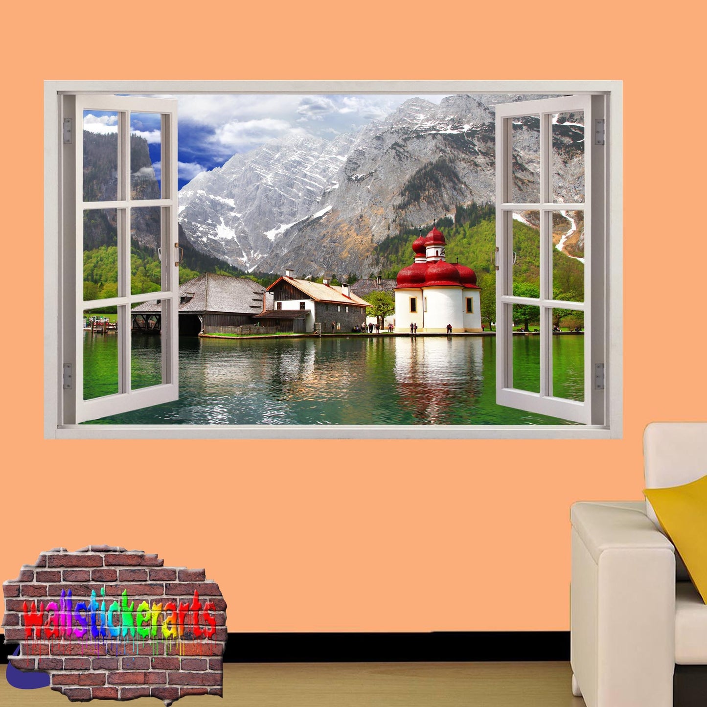 Bavaria Germany Lake 3d Art Window Effect Wall Sticker Room Office Nursery Shop Decoration Decal Mural ZE0