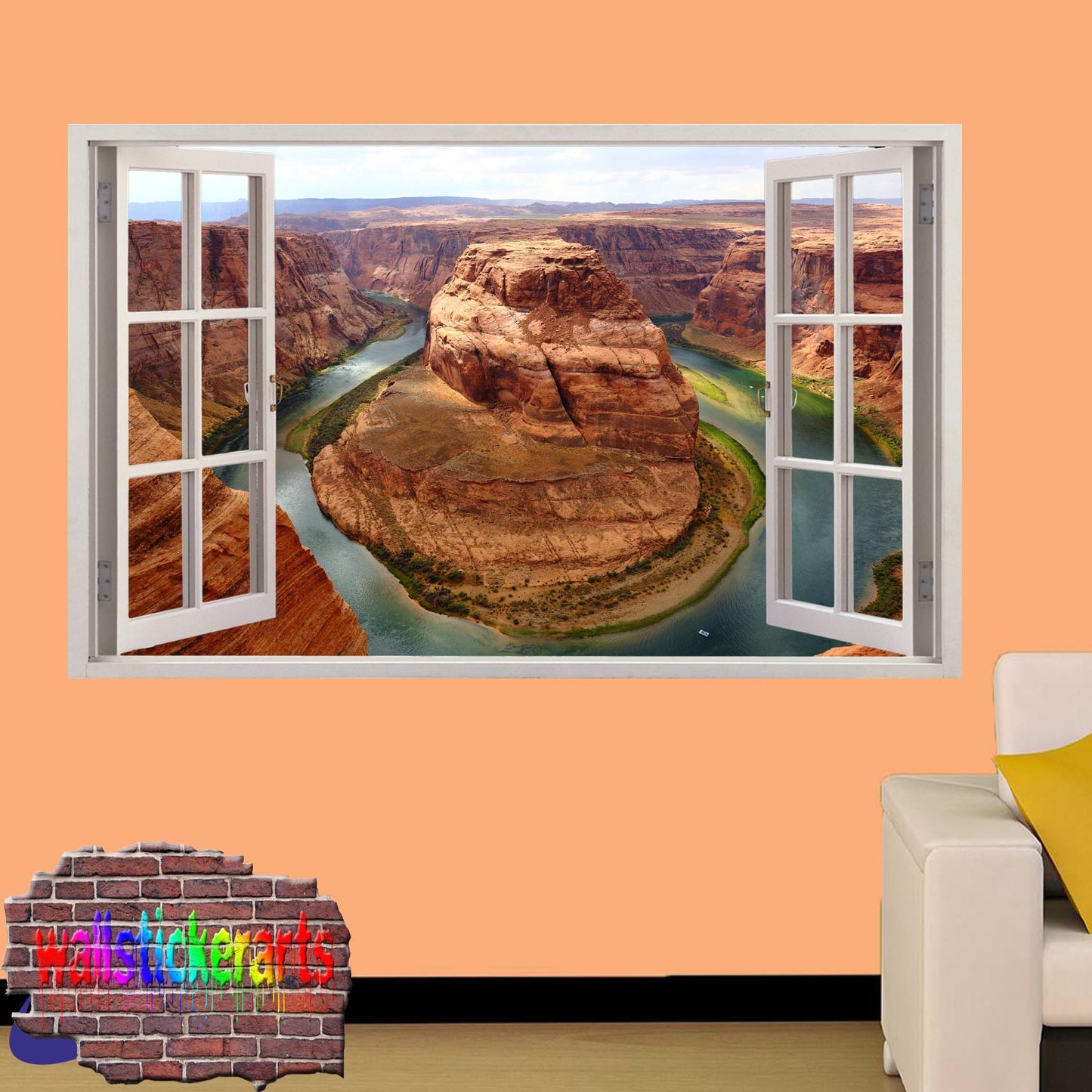 Grand Canyon Horse Shoe 3d Art Window Effect Wall Sticker Room Office Nursery Shop Decoration Decal Mural ZE2