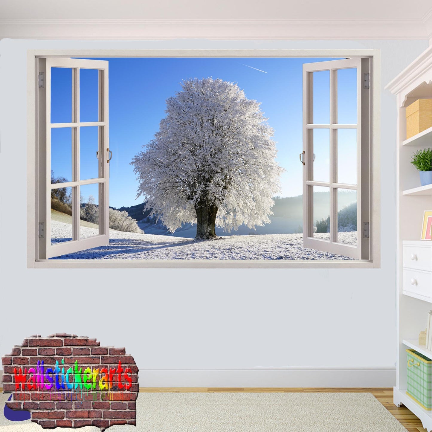 Frozen Tree Snow Scenery 3d Art Wall Sticker Mural Room Office Shop Home Decor Decal ZE9