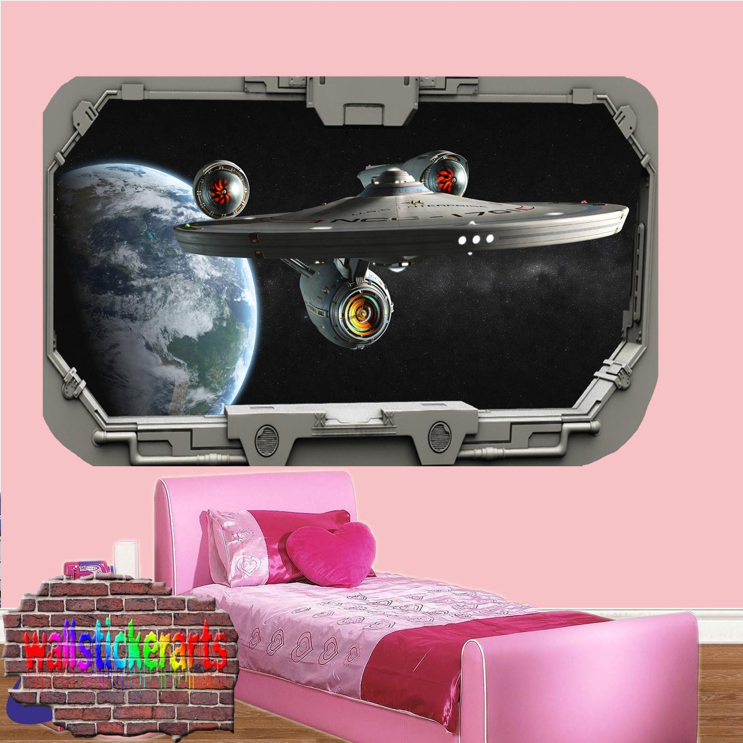 Spaceship Enterprise 3d Art Wall Sticker Room Office Nursery Decor Decal Mural ZI8