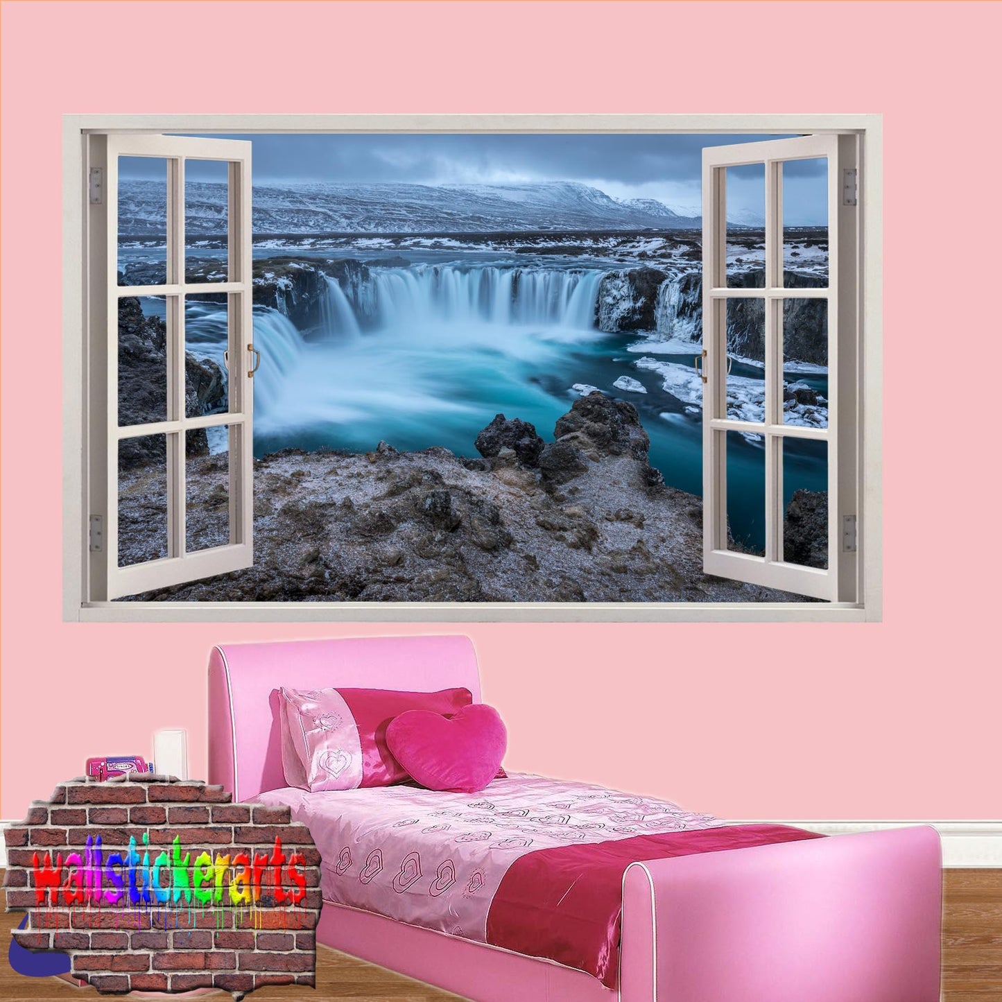 Major Waterfall 3d Art Wall Sticker Mural Room Office Shop Home Decor Decal ZJ9
