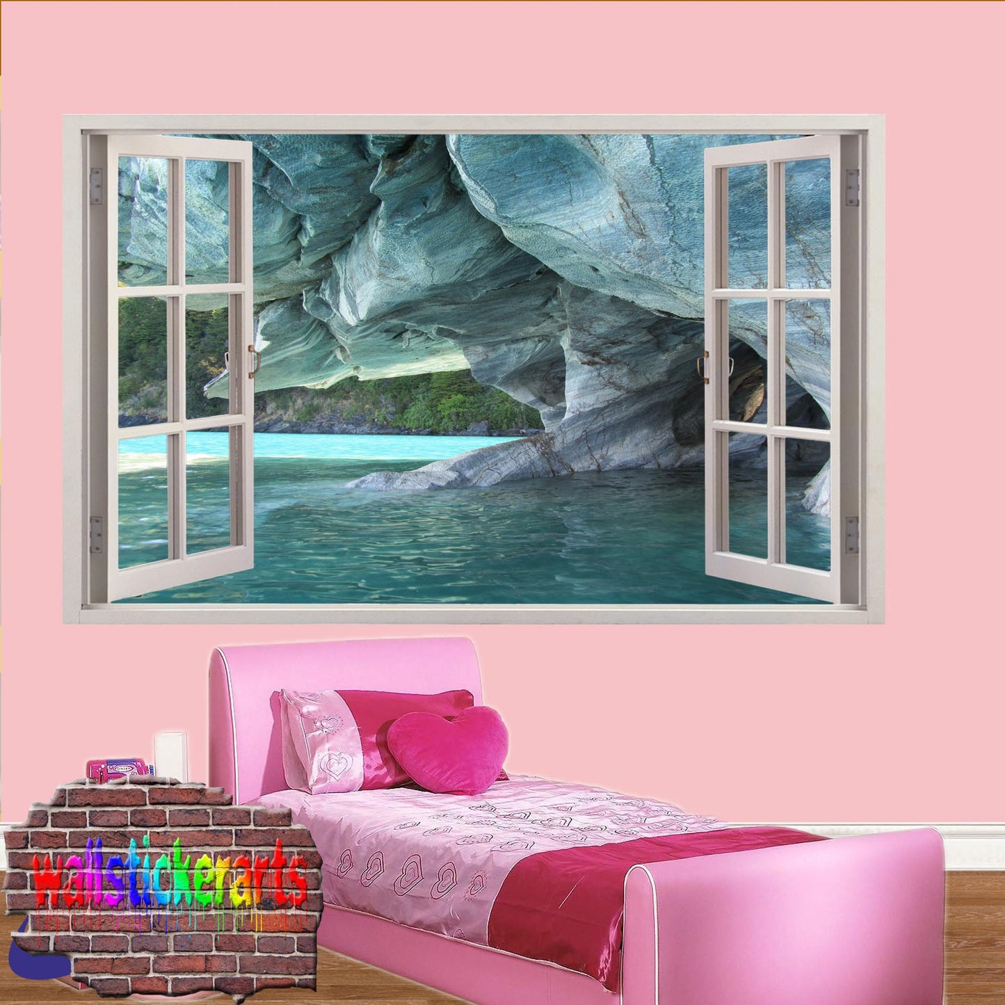 Blue Lagoon Sea Cave 3d Art Wall Sticker Mural Room Office Shop Home Decor Decal ZK6