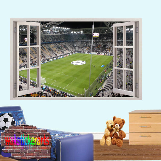 Juventus Football Stadium 3d Smashed Wall Sticker Mural Room Office Shop Decoration Decal ZM4