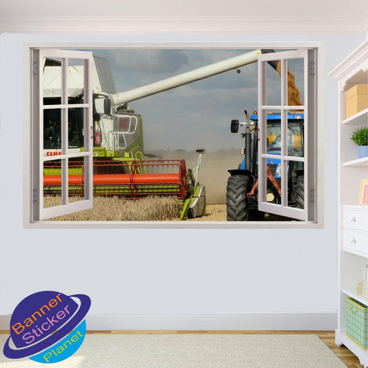 CLAAS COMBINE HARVESTER AND TRACTOR WALL STICKER