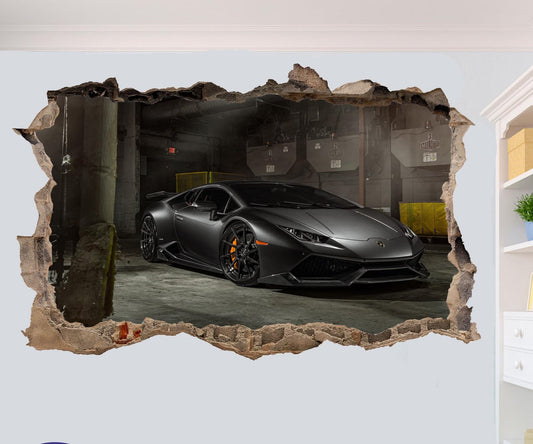 Black Lamborghini Huracan super car poster wall sticker mural decal