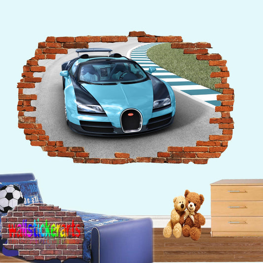 BUGATTI FAST SPORTS CAR 3D ART WALL STICKER mural decal poster