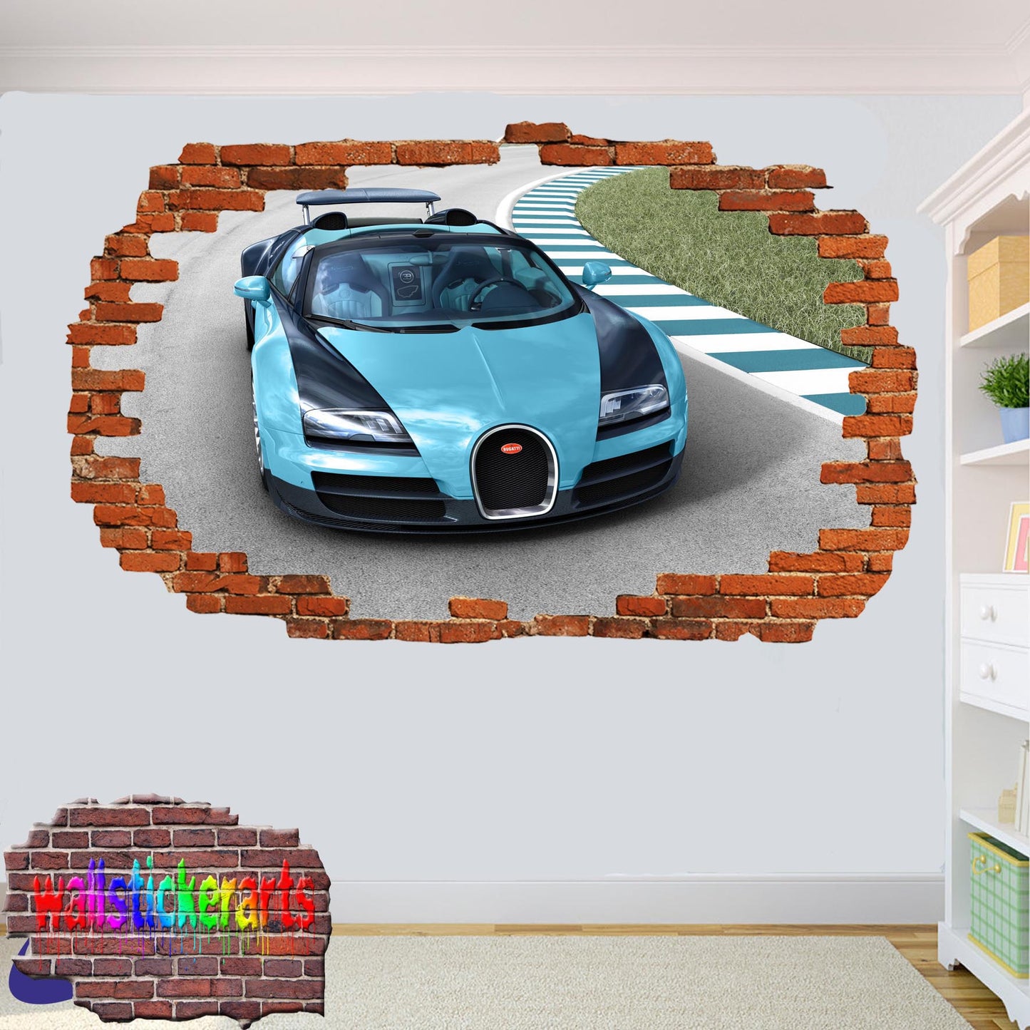 BUGATTI FAST SPORTS CAR 3D ART WALL STICKER mural decal poster
