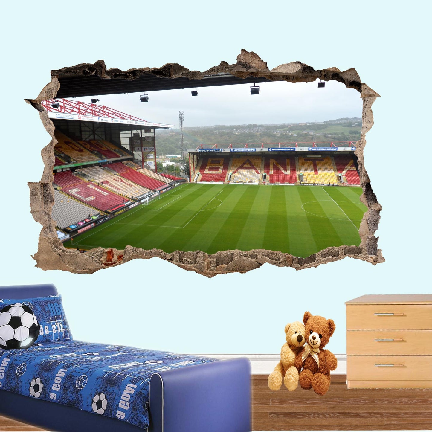 BRADFORD CITY FOOTBALL STADIUM WALL STICKER MURAL DECAL