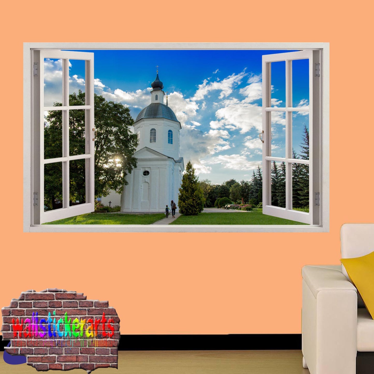 Christianity Christ Church 3d Art Window Effect Wall Sticker Room Office Nursery Shop Decoration Decal Mural