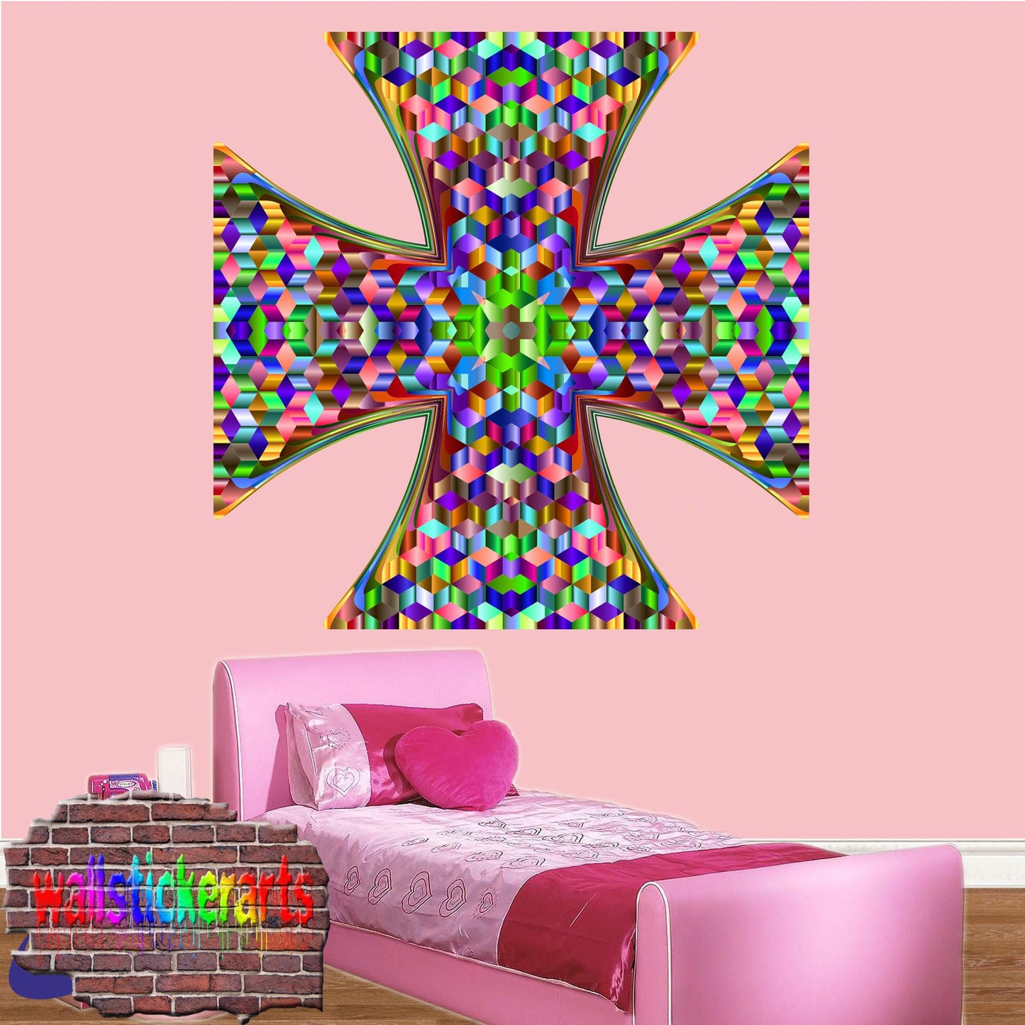 Christianity Christian Cross 3d Art Window Effect Wall Sticker Room Office Nursery Shop Decoration Decal Mural