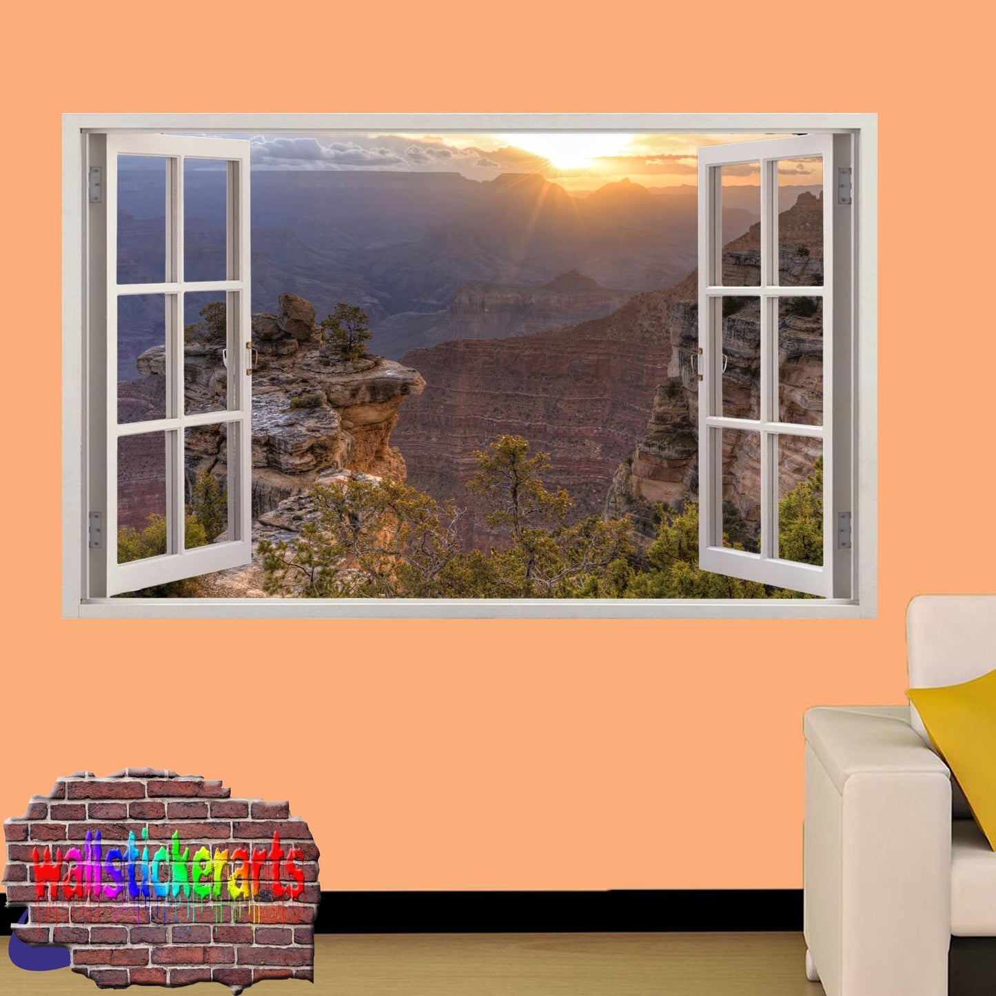Sunset on Grand Canyon 3d Art Wall Sticker Mural Room Office Shop Decoration Decal