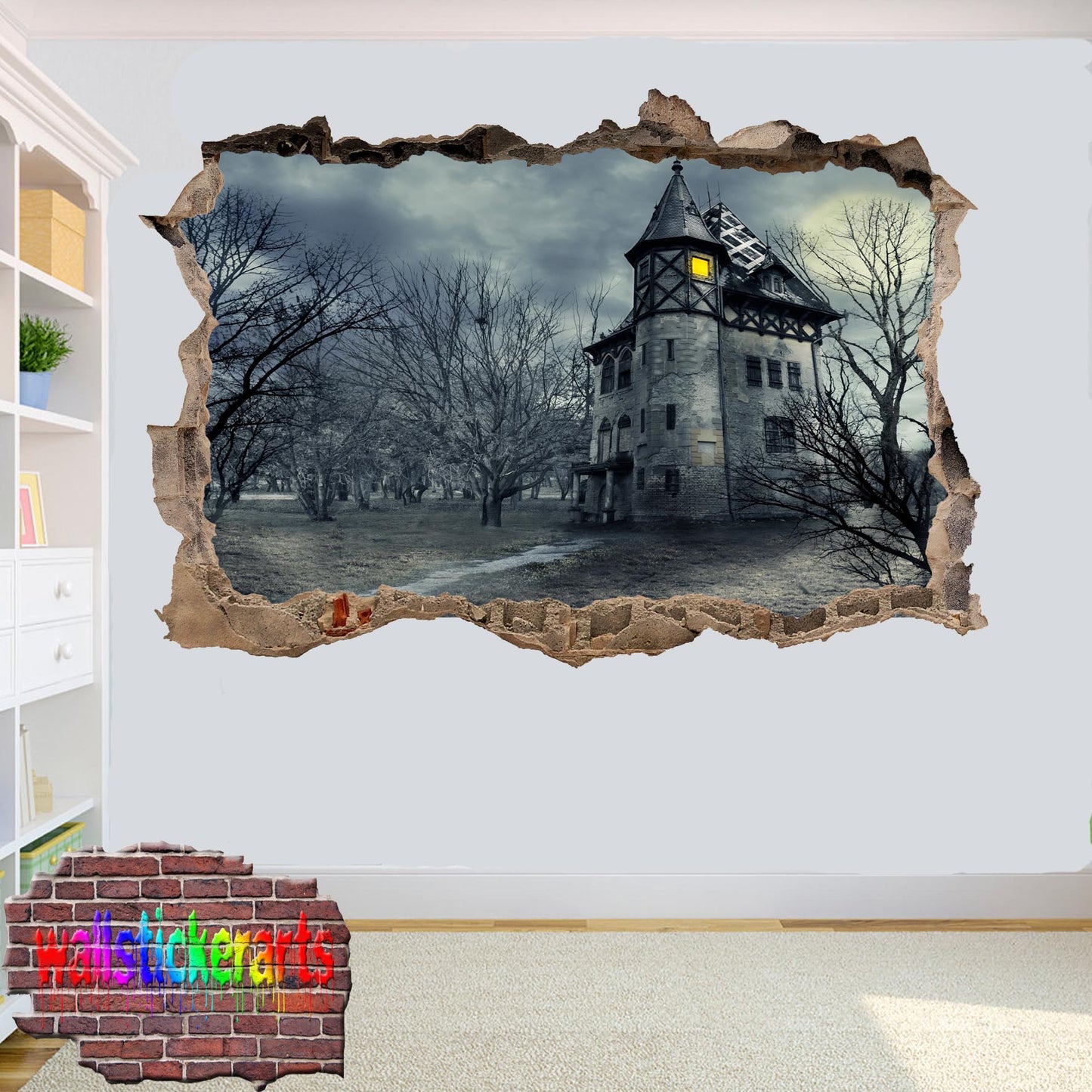 Gothic Castle Horror Goth 3d Smashed Wall Sticker Room Decoration Decal Mural
