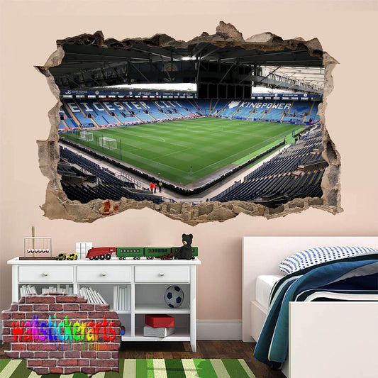 Leicester Football Stadium King Power 3d Smashed Wall Sticker Room Decor Decal Mural