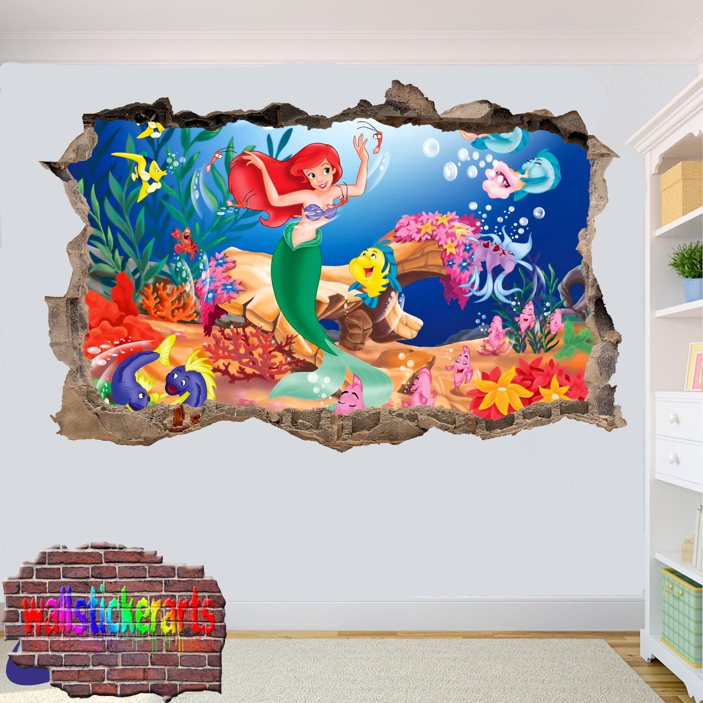 LITTLE MERMAID CARTOON CHARACTER WALL STICKER POSTER MURAL DECAL