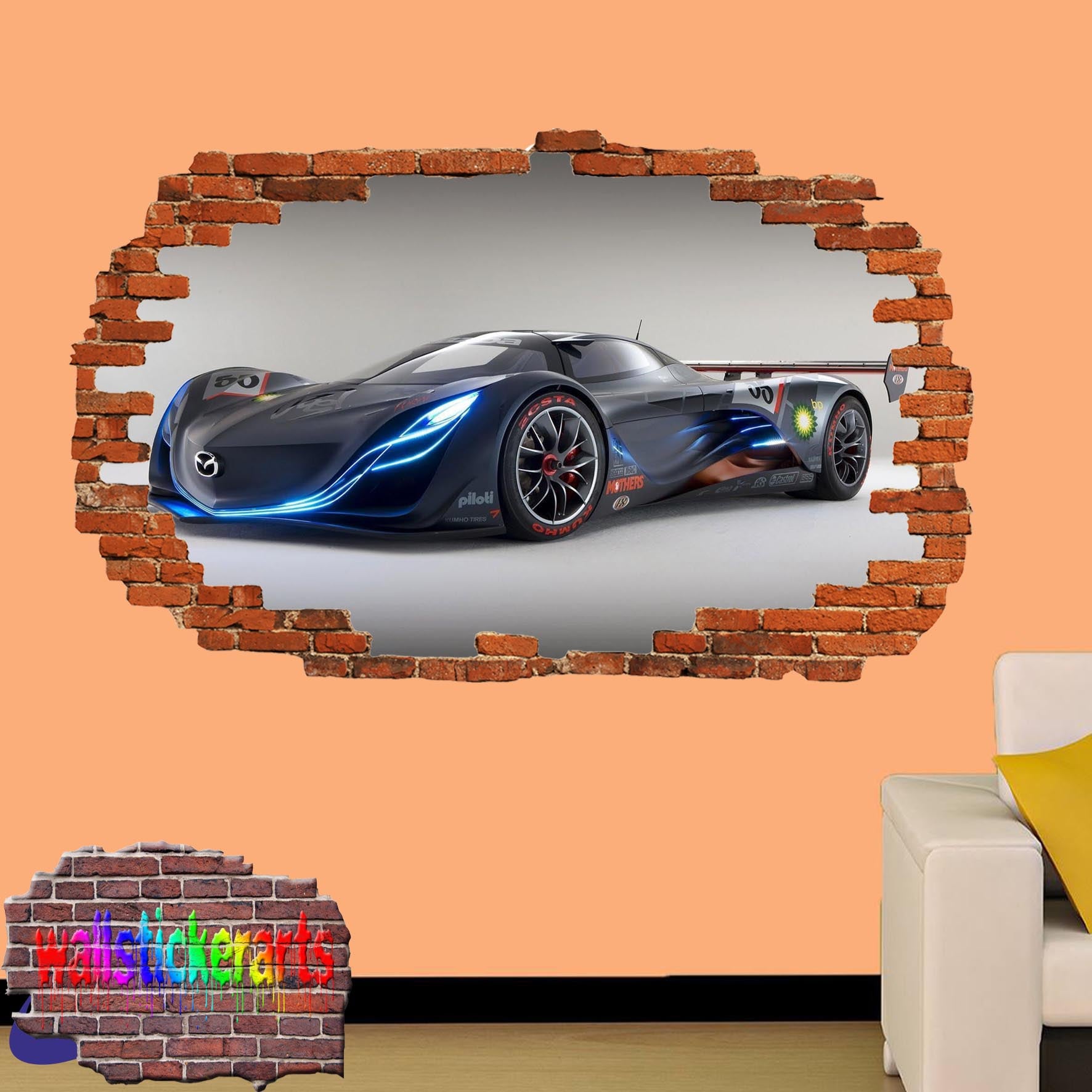 MAZDA RACING CAR WALL STICKER mural decal poster