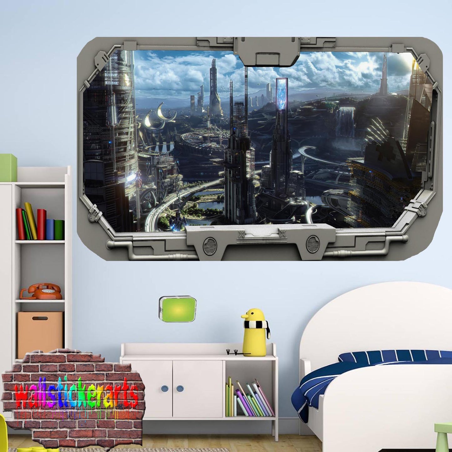 Futureland Space City in Fantasy World Wall Sticker Room Decor Decal Mural