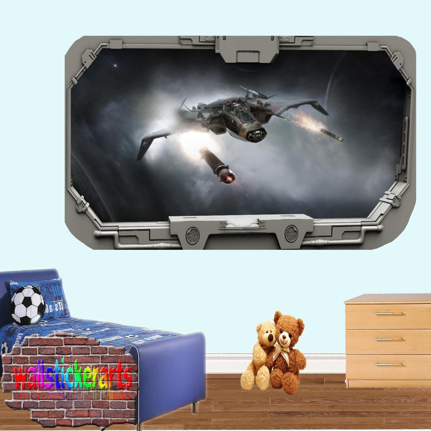 Star Wars Spacecraft Firing 3d Spacecraft Window Wall Sticker Room Decor Decal Mural