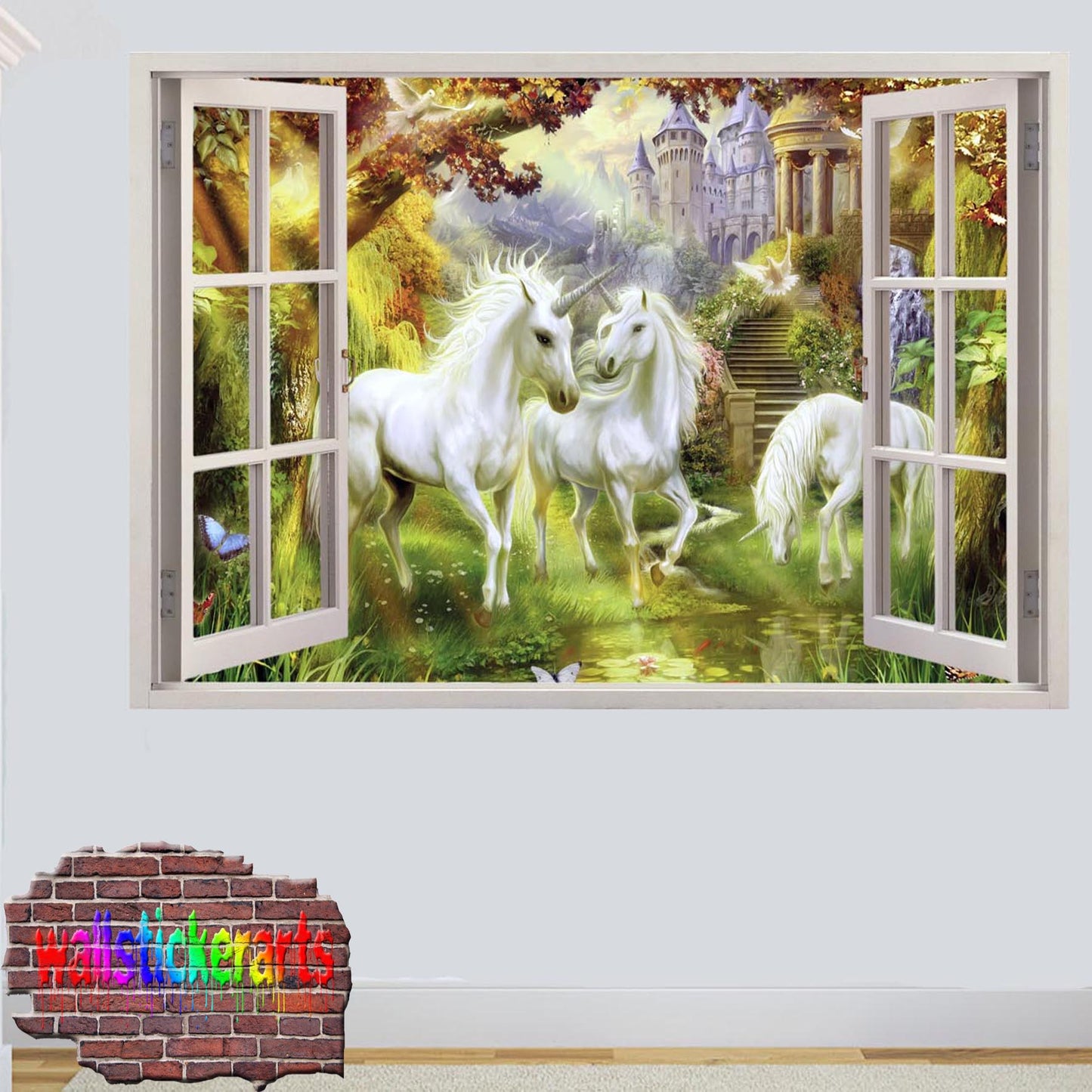 Unicorn Wall Sticker in Dreamland Forest Art Kids Girl Bedroom Decor Decal Mural